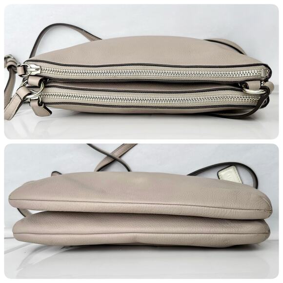 Coach Lyla Park Leather Double Gusset Nude Soft Pebbled Shoulder Bag Crossbody - Picture 6 of 8